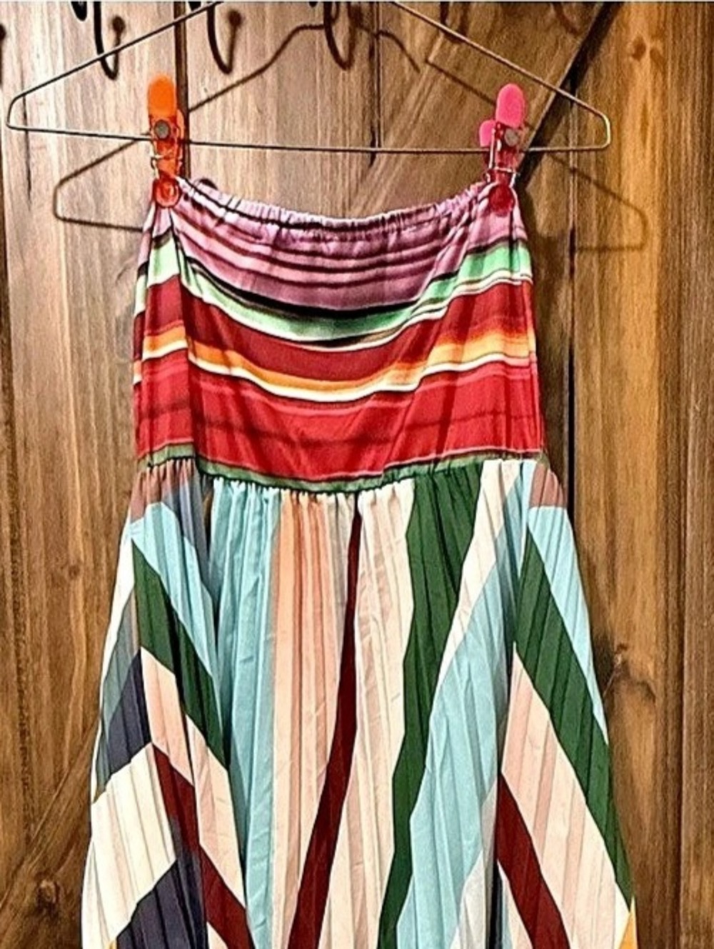 Fall multicolord Strapless Dress